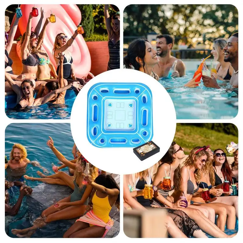 Mesa flotante inflable para comida y bebidas, soporte portátil divertido, escritorio flotante impermeable para niños, fiestas de verano al aire libre, vacaciones en la playa