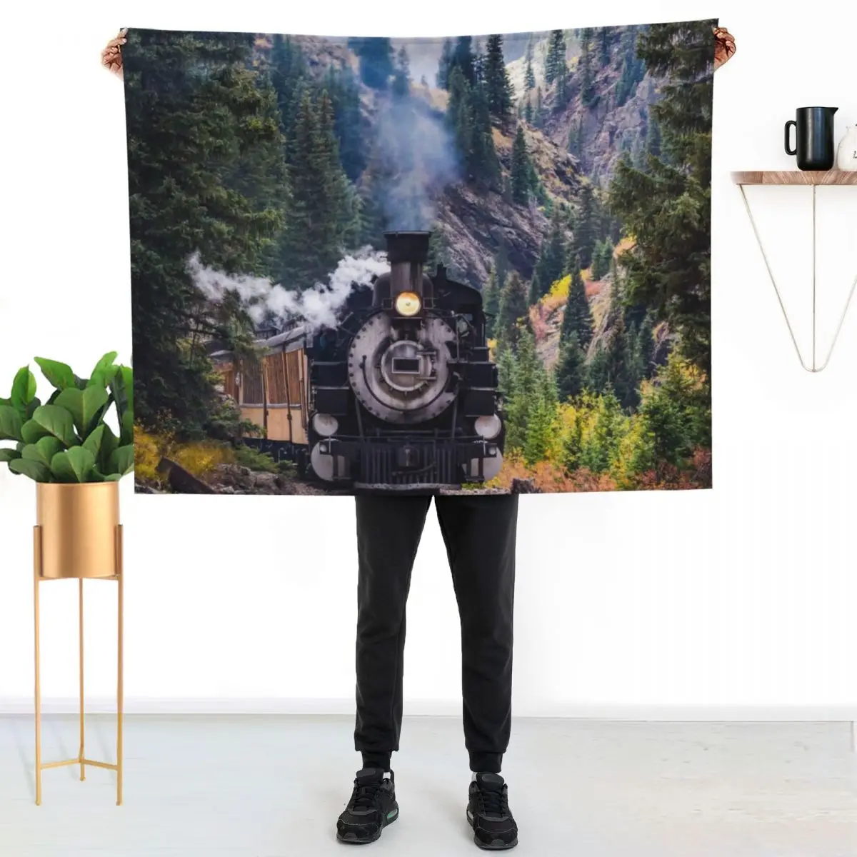 Steam Train in Colorado Throw Blanket Retros blankets and throws Plush Furry Decorative Sofas Decorative Beds Blankets