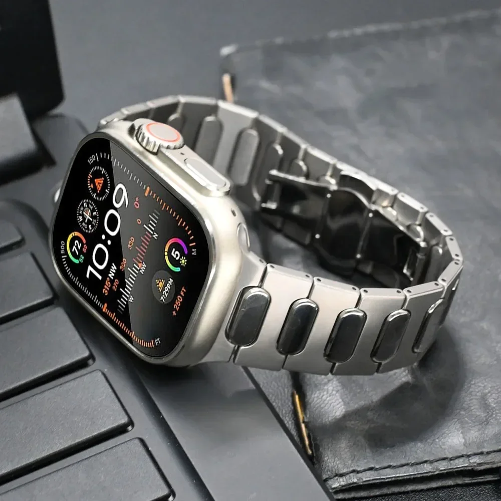 Apple Watch用チタンストラップ,iwatchシリーズ用ブレスレット9,8,7,6,5,4,se,ultra 2,49mm, 42mm, 44mm, 45mm 3、2、1ウルトラ