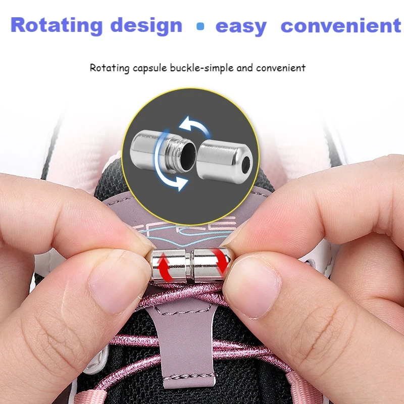 

1 Pair Round Elastic Shoelaces Children Adult Sneakers Safety Quick On/Off Shoelaces Casual Sports Rubber Straps 12 colors