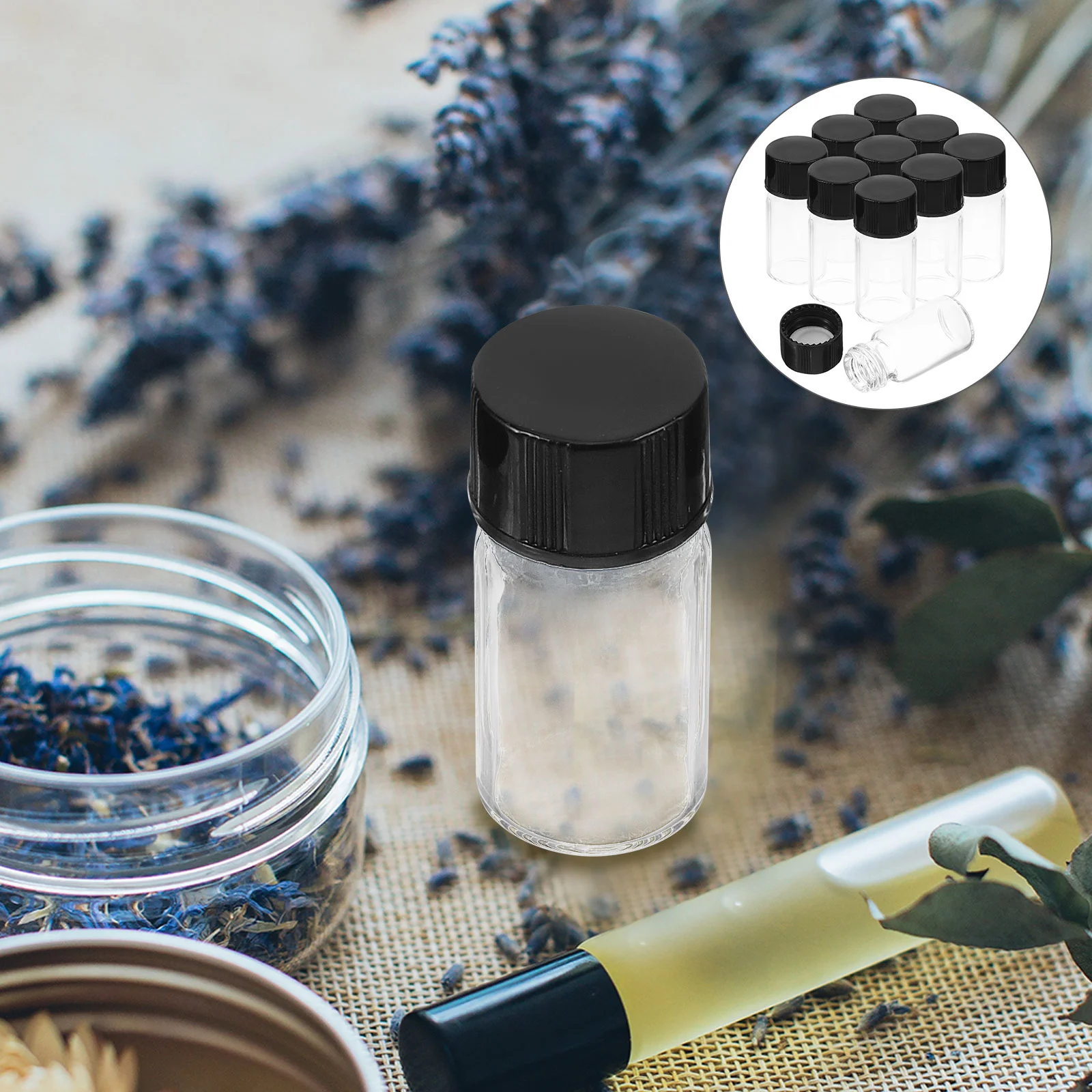 10 Pcs Vial Clear Glass Leak-proof Small Vials with Screw Caps Leakproof Bottle Liquid Sample