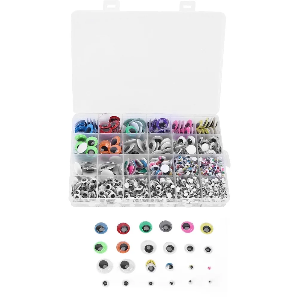 

1700pcs Multi Colors Googly Eyes Different Sizes Self Adhesive Self Adhesive Eyes With Storage Box Colorful Wiggle Eyes