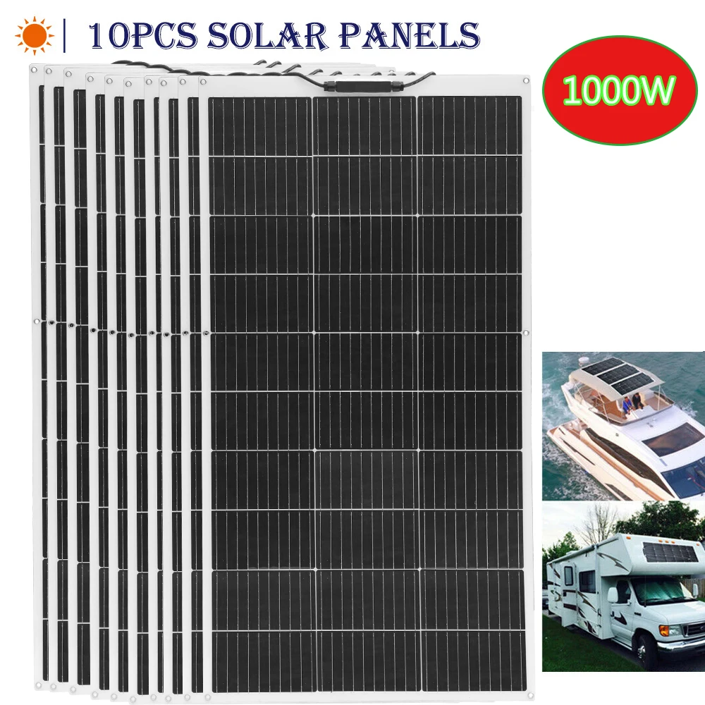 1000W Flexible Solar Panel -Portable Solar Panels 10* 100W  are Suitable for Outdoor Solar generators, Mobile Lithium Batteries,