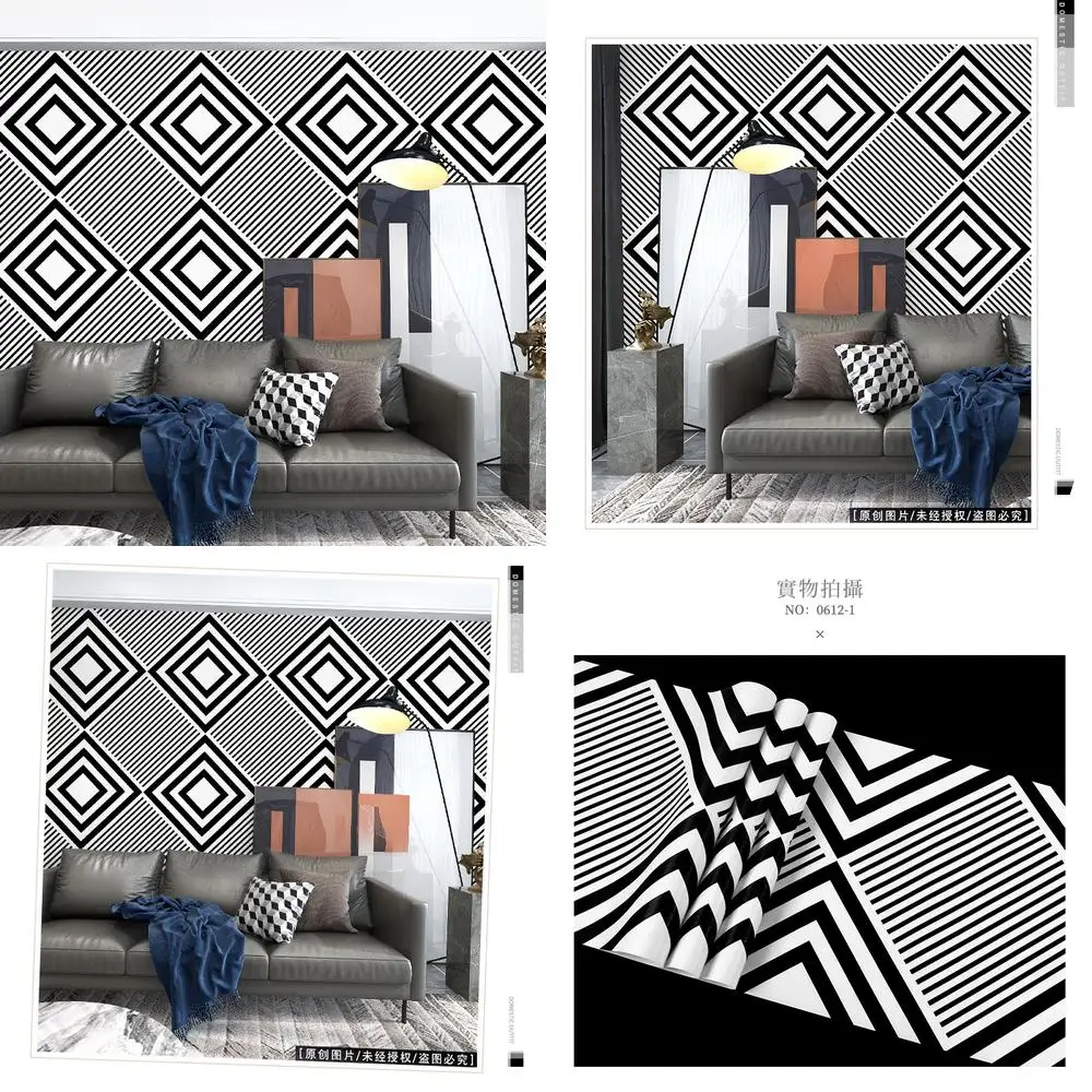 

Black and White Checkered Wallpaper Geometric Pattern Minimalist Modern Bedroom Living Room Feature Wall Grid Stripe Wallcoverin