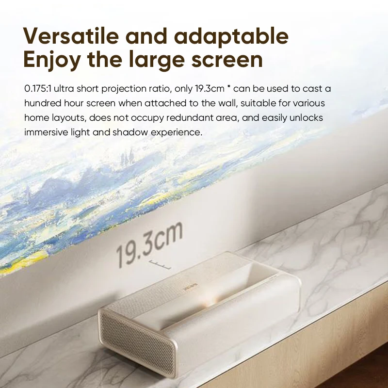 Проектор XGIMI MIRA 4K Ultra Short Throw с трехцветным лазерным источником света, яркостью 2000 ISO, DLP-технологией, для домашнего кинотеатра, с автофокусом и MEMC.