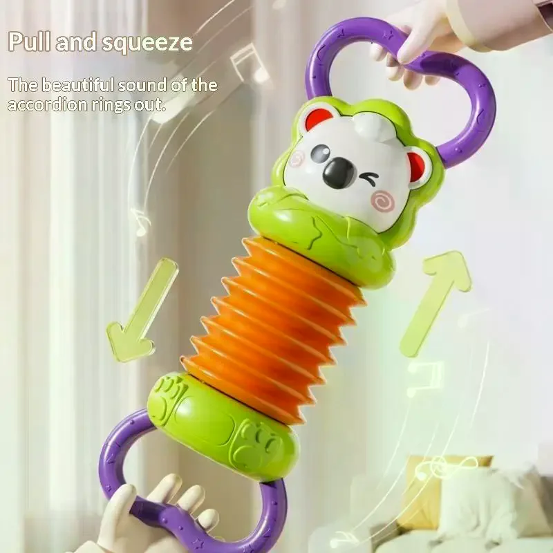 Baby Hand Accordion Toy Cartoon Animal Shape Soft Bellows Grasp Training Early Education Musical Toy For Toddler 1-3 Years Old