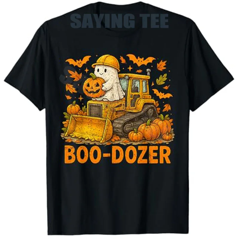 

Retro Bulldozer Halloween Boo Dozer Construction Truck Kids T-Shirt Funny Children Clothes Novelty Gift Y2k Fall Graphic Tee Top