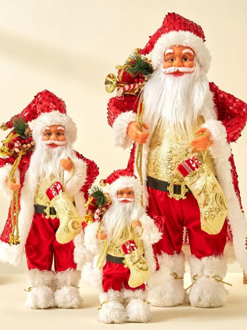 

60cm Big Santa Claus Plush Dolls Standing Toy Christmas Tree Decoration Gift Kids New Year Home House Navidad Ornaments Decor