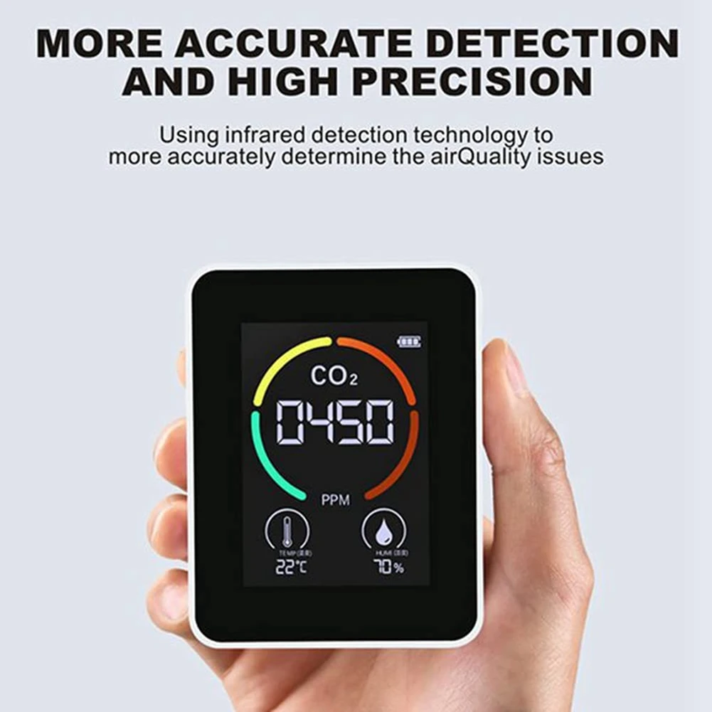 Détecteur de dioxyde de carbone, moniteur d'air, qualité de l'air, température, humidité, compteur de mesure rapide pour CO2