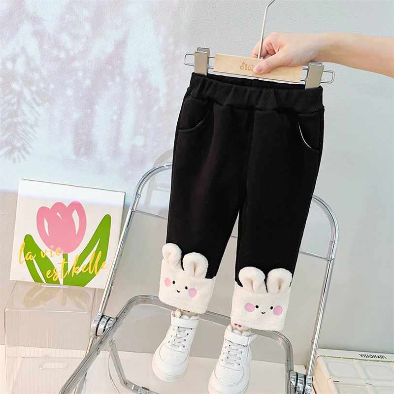 2022 Winter Baby Girls Plush Sweater Pants 2 Pieces Suit Children Clothing Sets Cartoon Kids Sportswear Infant Clothes Outfits