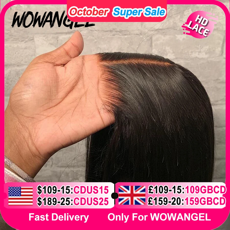 Wow Angel 5x5 Wear Go HD Lace Closure Glueless Wigs 28in Malaysian Straight Wig Pre Plucked Human Wigs Ready to Go Wig For Woman
