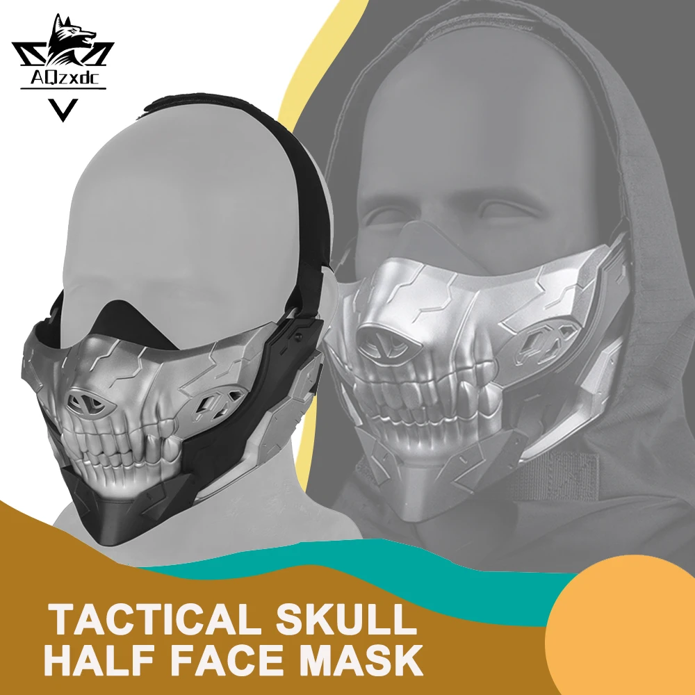 

Tactical Skull Half Face Mask Airsoft Paintball Protective Breathable Half Protective Gear for Outdoor Hunting CS Shooting
