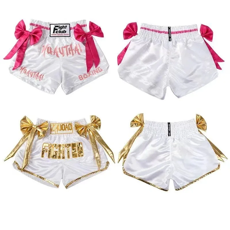 Boxing Shorts, Men's and Women's Combat Training, Embroidered Sports Shorts, Adult and Children's Muay Thai Shorts