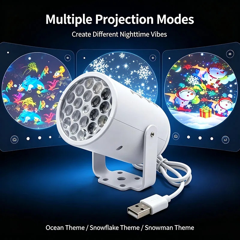 LED Projector Light for Kids, Rotating Dancing Colorful Ocean World Pattern Lamp Bedroom Living Room Christmas