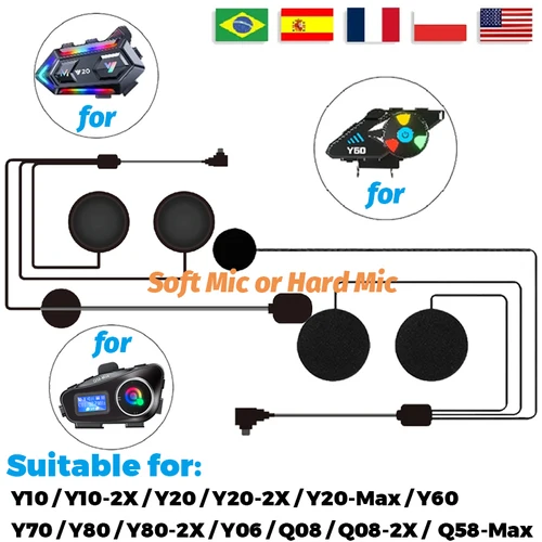 Solo auriculares adecuados para casco de motocicleta Y10/Y10-2X/Y20/Y20-2X/Y20-Max/Y60/Y70/Y80/Y80-2X/Y06/Q08/Q08-2X/ Q58-Max