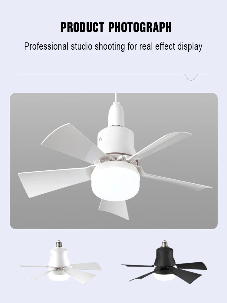 2-IN-1 Portable Ceiling Fan Light with Remote Control Multi-functional Flower-shaped Fan Light Wide Angle Air Supply