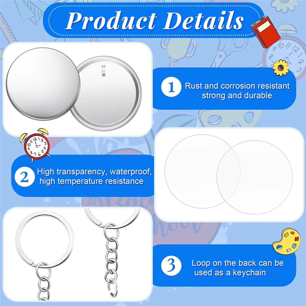 

New-Design Button Making Keychain Supplies Metal Button Badge Set