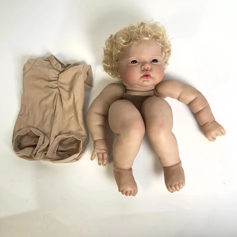 24inch Pickle Awake with Blonde Curly Hair Reborn Doll Kit Already Painted Doll Parts Lifelike Reborn Baby DIY Toys