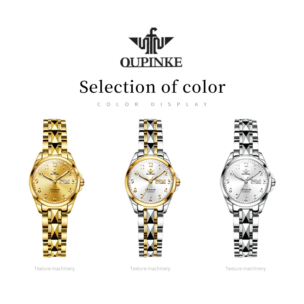 OUPINKE 3228 Ladies Watch Luxury Automatic Mechanical Watch 50M Waterproof Watches For Women Date Set Gifts Dual Calendar