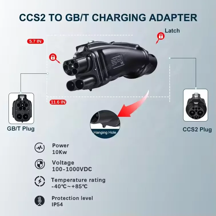 EV DC Charger 200A 250A 1000V CCS2 CCS 2 to Gb/t GBT Electric Car Charging Dc Adapter Ccs Combo 2 to Gbt for EV Fast Charging