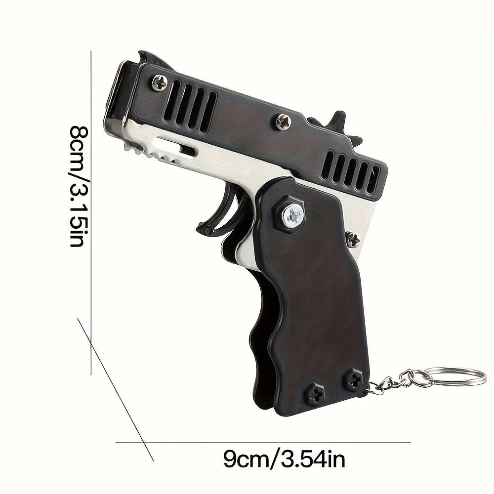 Juguete de pistola con banda de goma, Mini juguete lanzador de banda de goma plegable de metal, múltiples combinaciones de colores, 2 uds.