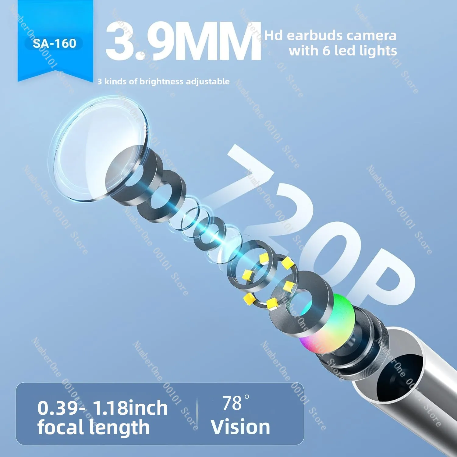 Digital smart otoscope, magnifiable, removable and extended, convenient for ear inspection