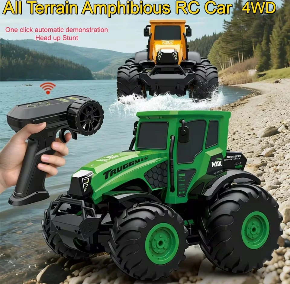 

1:18 Full Scale Farmer Amphibious Vehicle 2.4G Remote Control RC All Terrain 4WD Off Road Tractors Models Toys For Children Gift