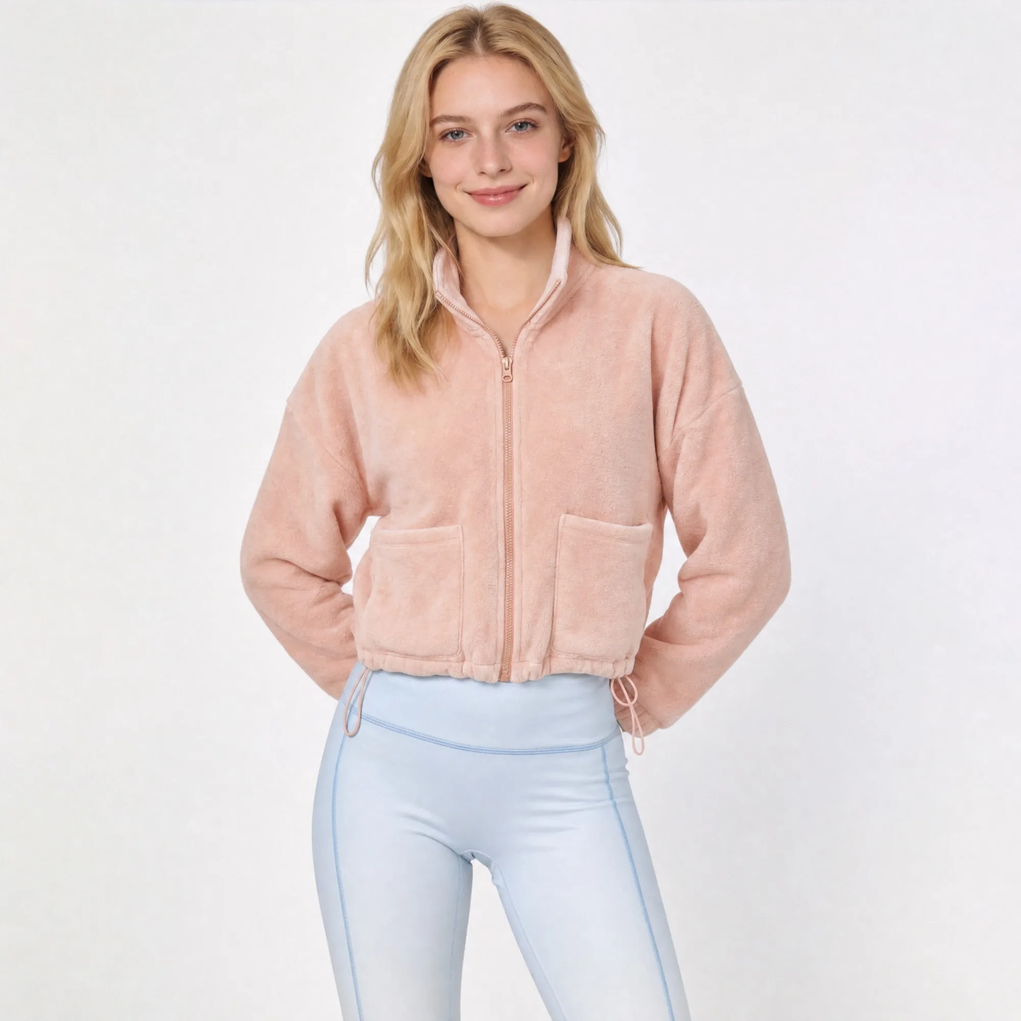 Ladies' Polar Fleece Yoga Jacket: Fluffy & Warm, Fade-Resistant, Antibacterial Active Coat for Fitness & Workouts