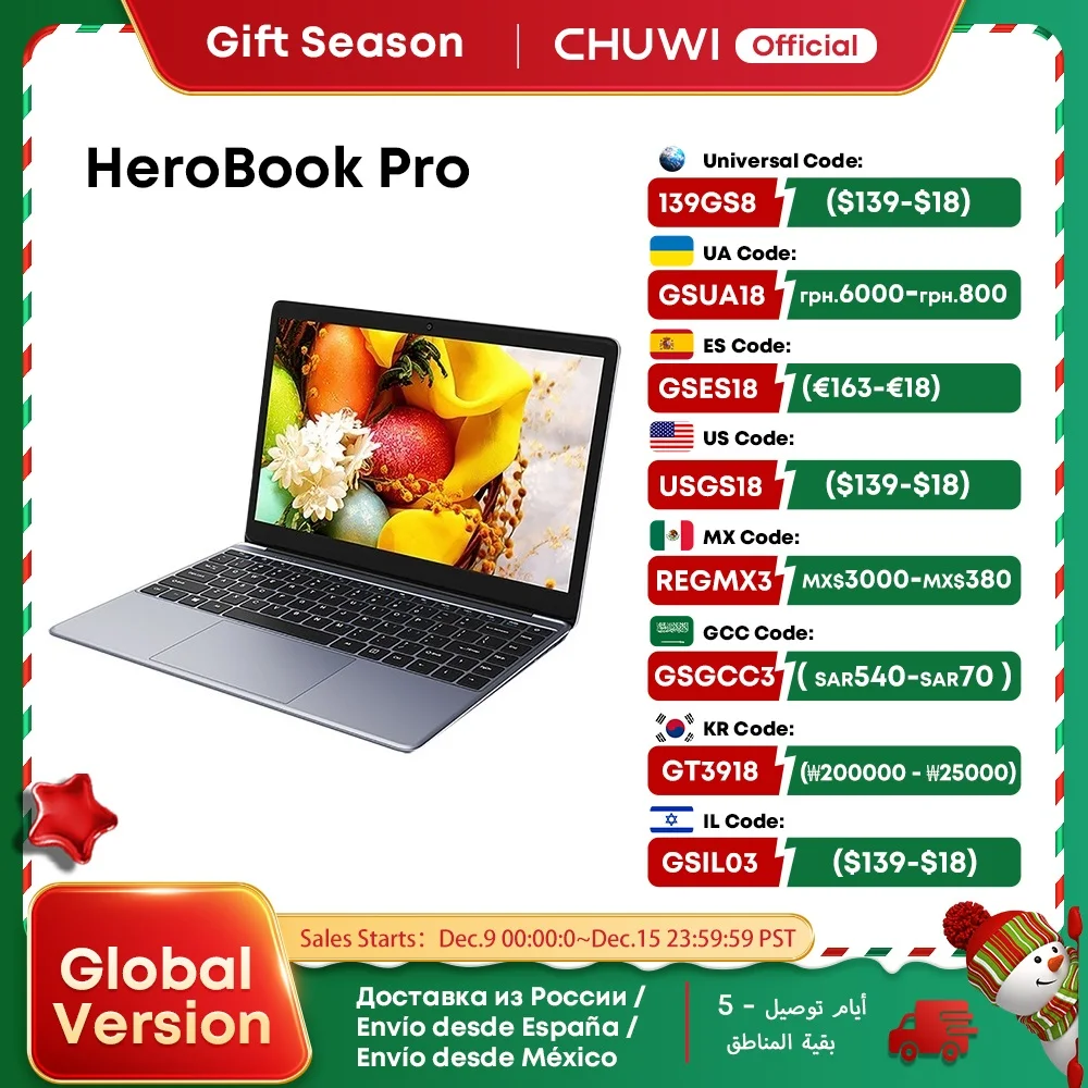 CHUWI Herobook Pro / Herobook Plus Laptop Windows 11 Laptop 14.1inch / 15.6inch FHD Intel N4020 LPDDR4 8GB 256GB SSD Computer PC