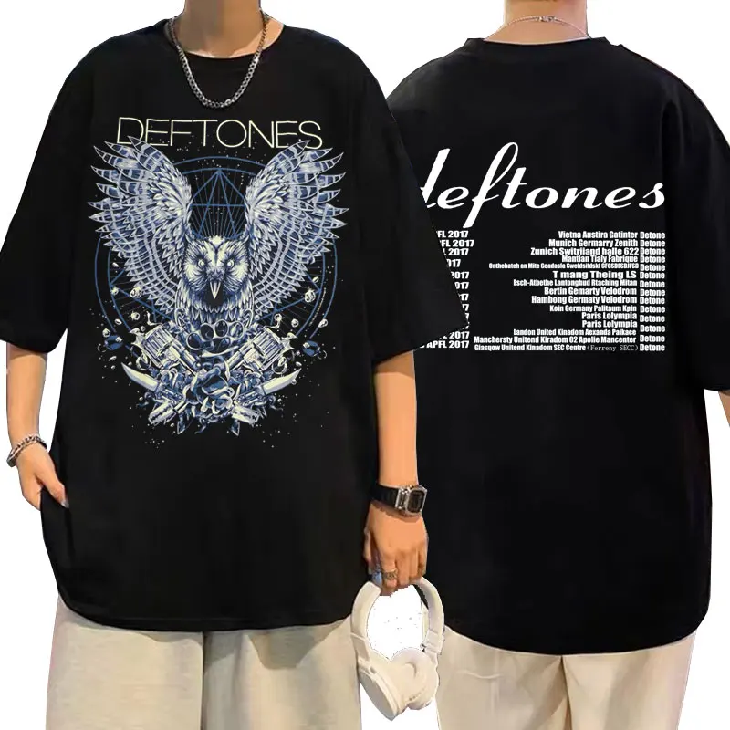 Deftones Girl Eyes Cartoon T Shirts 90s Vintage Fashion Short Sleeve Black Tops Summer Japanese Styles O-neck Cotton T-shirts