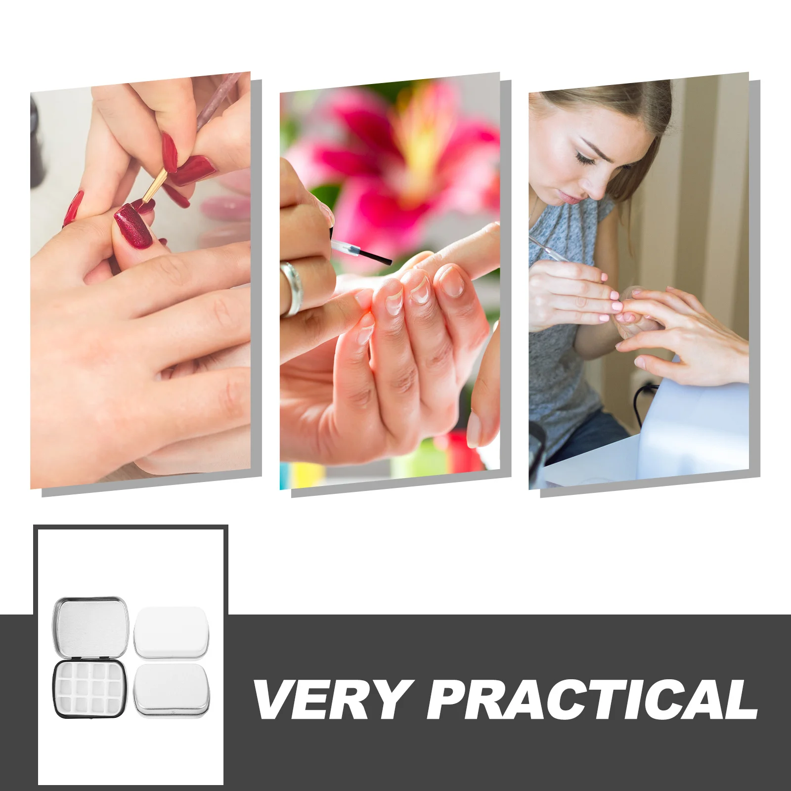 กล่องเก็บยาทาเล็บเจลขนาดเล็ก กล่องเหล็กขนาดกะทัดรัดพร้อมช่องเก็บของ อุปกรณ์ทำเล็บแบบพกพา กล่องใส่สีน้ำ