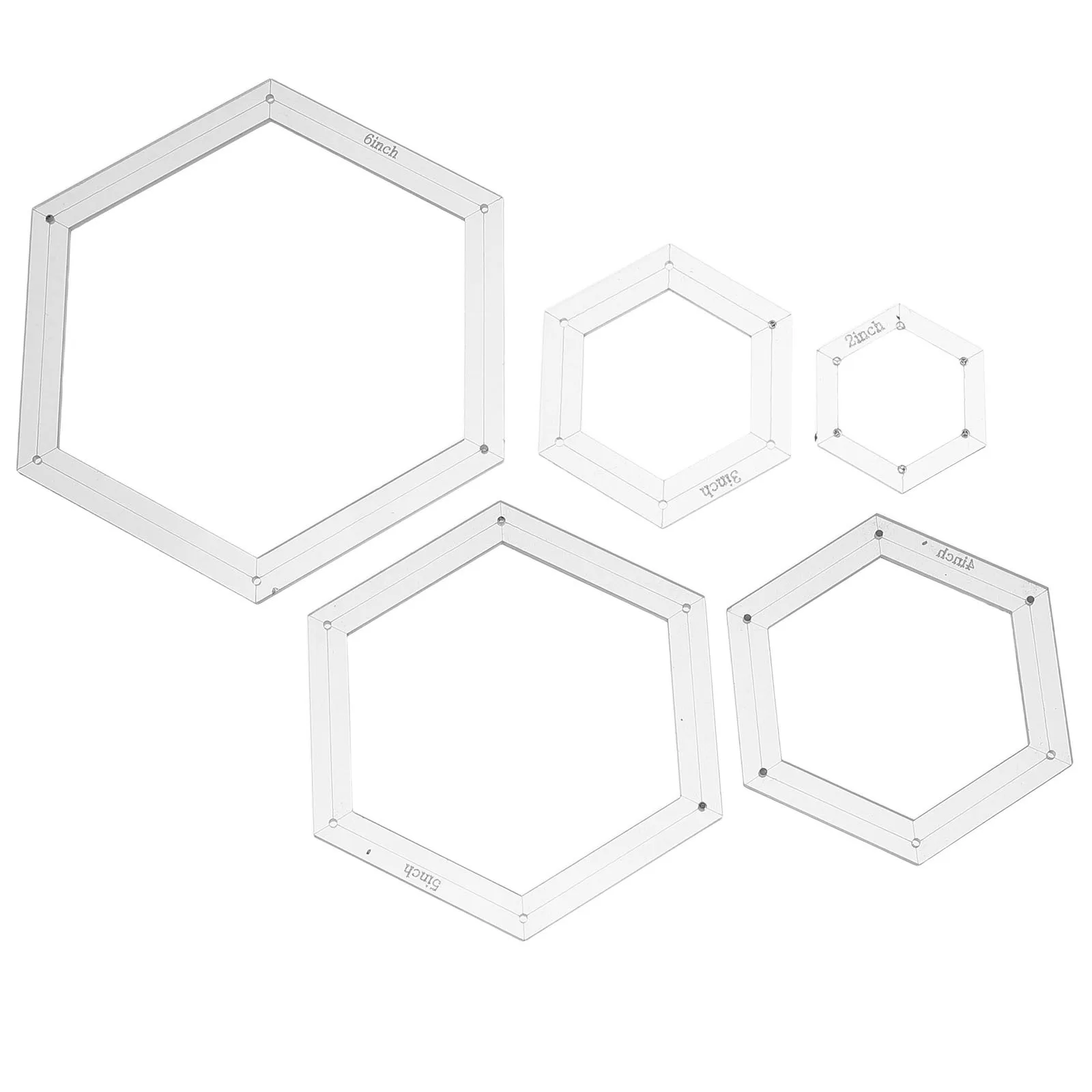 5 pezzi modelli per quilting esagonali 2in 3in 4in 5in 6in righelli patchwork acrilico fai da te strumento artigianale per cucire set di stencil per quilting