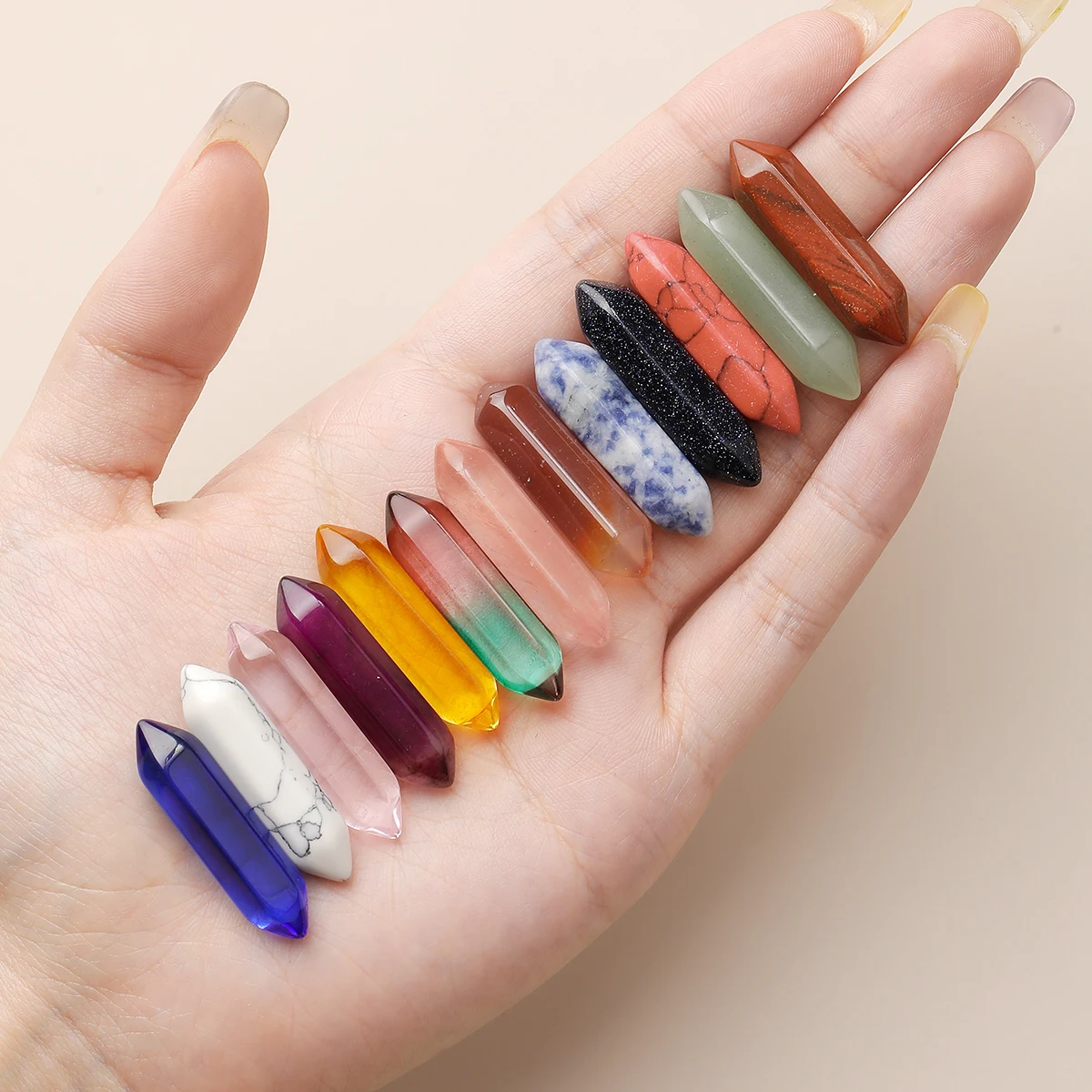 10 Pcs/lot Hexagonal Column Natural Stone Healing Crystal Point Wand Energy Gems Ore Mineral Crafts Home Office Decoration view 4