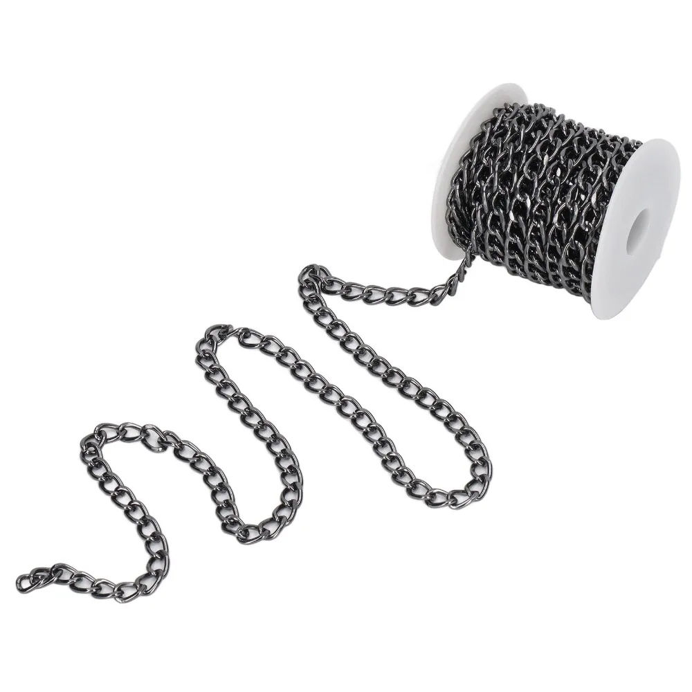 Jewelry Tools Black Plated Aluminum Chain Twisted Chain Unwelded Chain Curb Chain Oval Links Chain Spool Bracelet Making