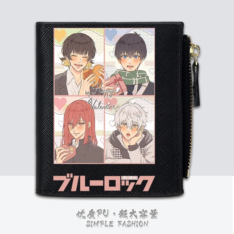 Anime BLUE LOCK Cos Rin Itoshi Isagi Yoichi Chigiri Hyoma Etc. Unisex Portable Mini Cartoon Print Zipper Pu Wallet Gift