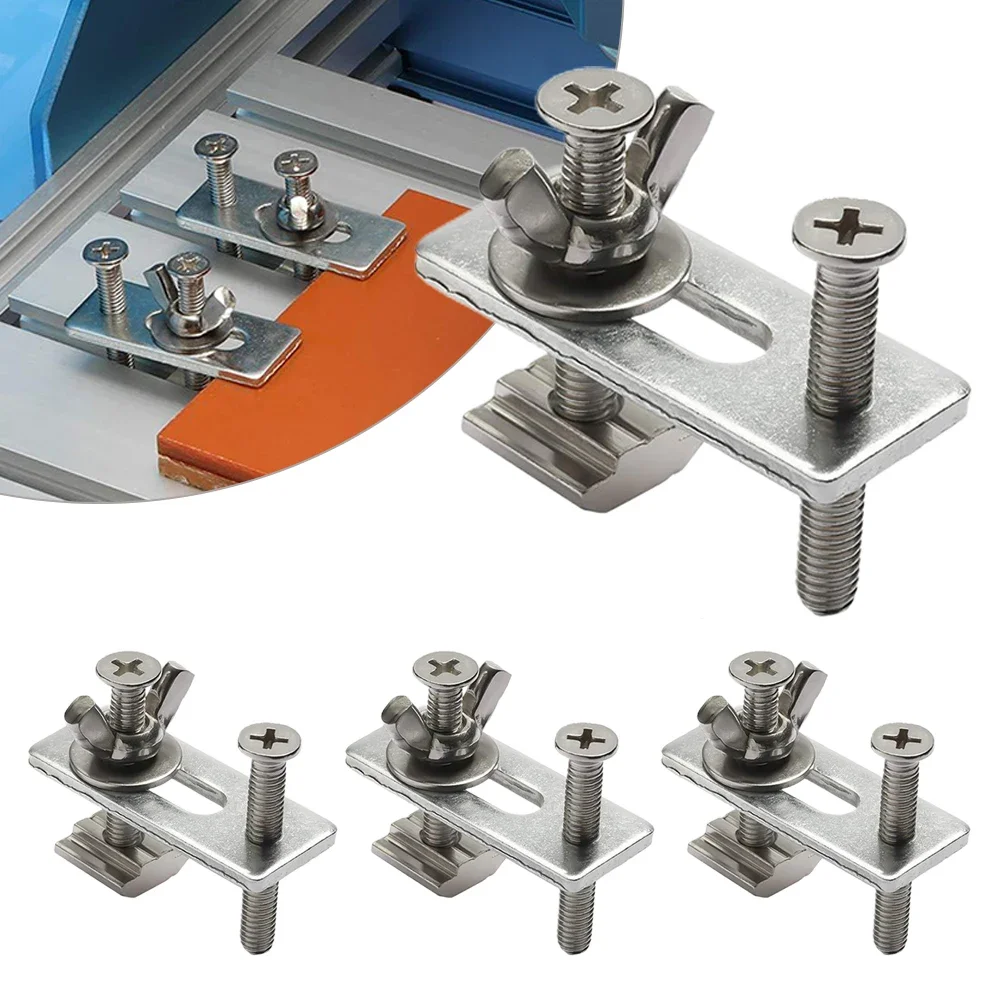 /4 /Set /M6 T Track Hold Down Clamps Zinc Aluminum Alloy For 3018 CNC Router Plywood Engraving Machine Woodworking Fixing Tool