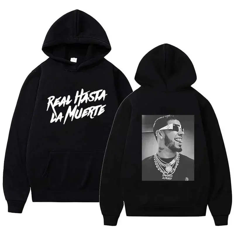 New Rapper Anuel AA Real Hasta La Muerte Men's Hoodie Women's Fashion Simple Long sleeved Pullover Street Trend Large Sweatshirt