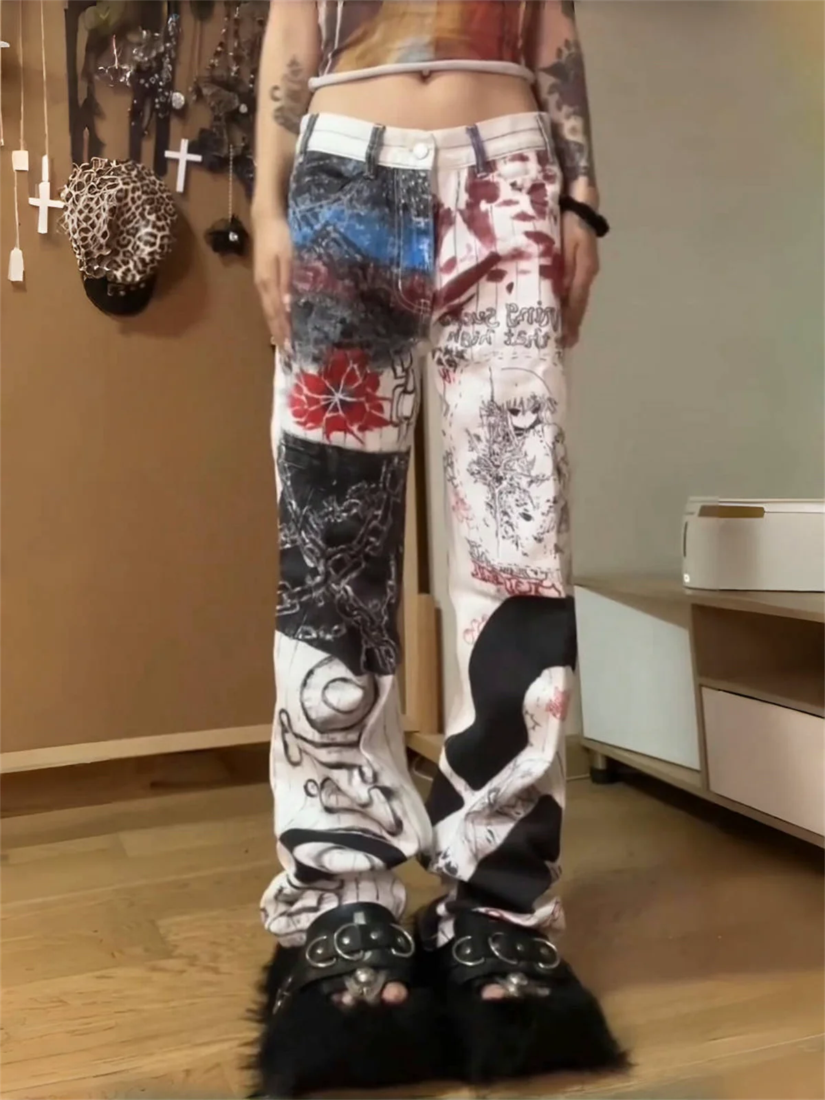 

Woman Jeans Cargo Pants Women Clothing Y2k Baggy Harajuku Retro Hip Hop Gothic Outwear Trousers Streetwear Ladies for Women