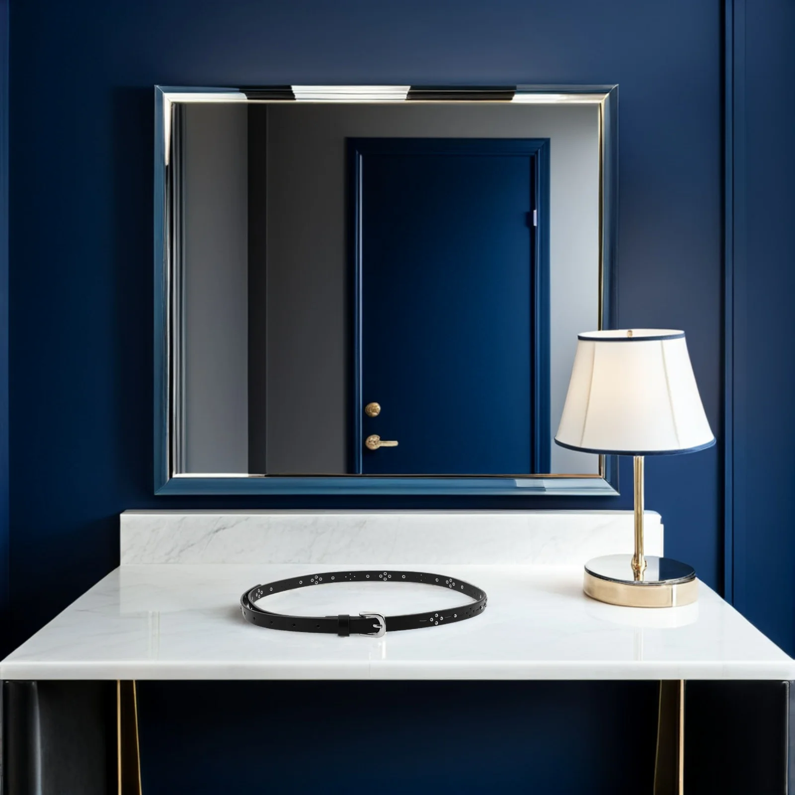 

Studded Belt For Women Faux Vintage Punk Rivet Waistband Thin Rock Style Belt Hollow Design Breathable Durable Wear