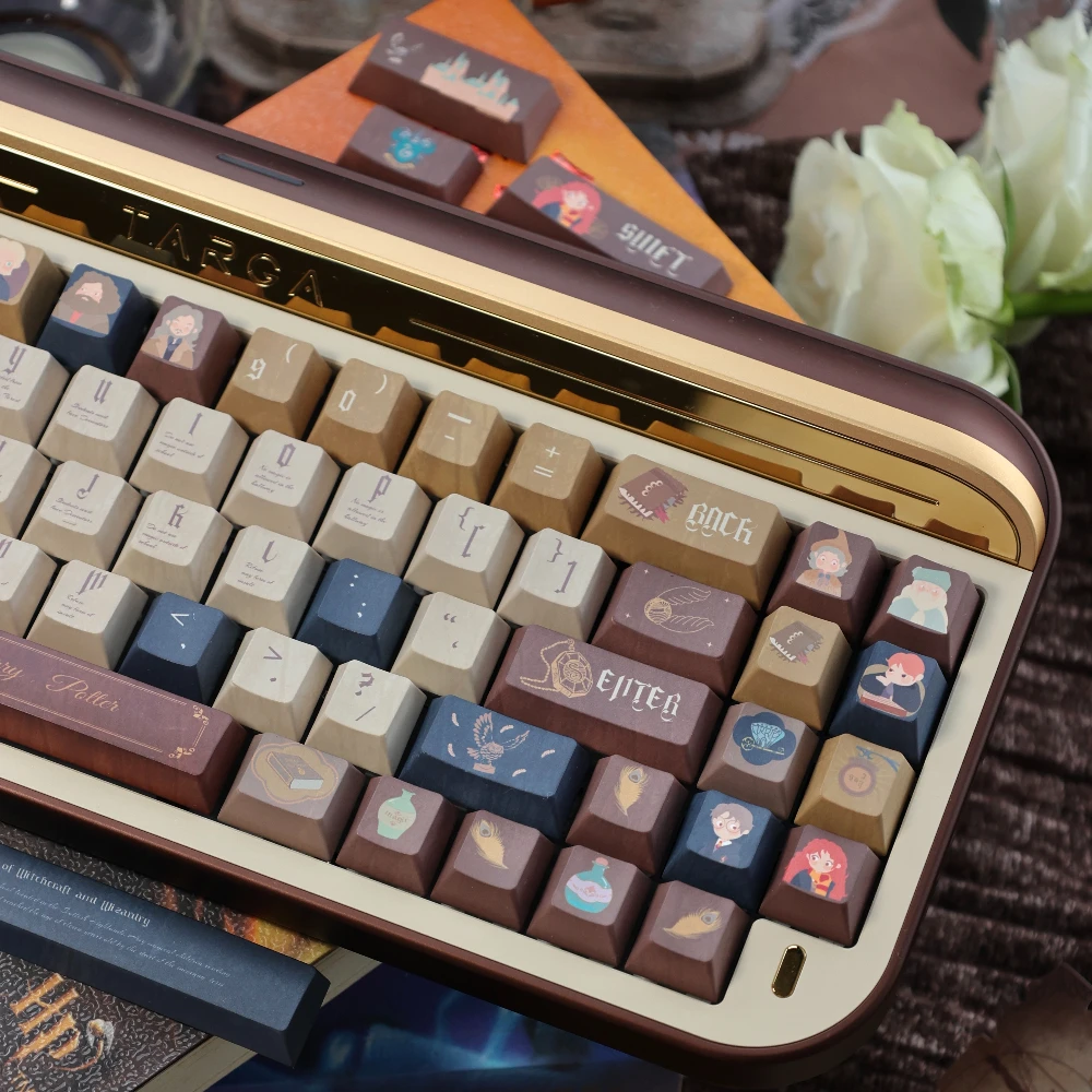 Vintage Movie Keycap Cherry Xoa Thermal Sublimation Mechanical Keyboard Personalized Keycaps Cute 142Keys Coffee Colored Keycap