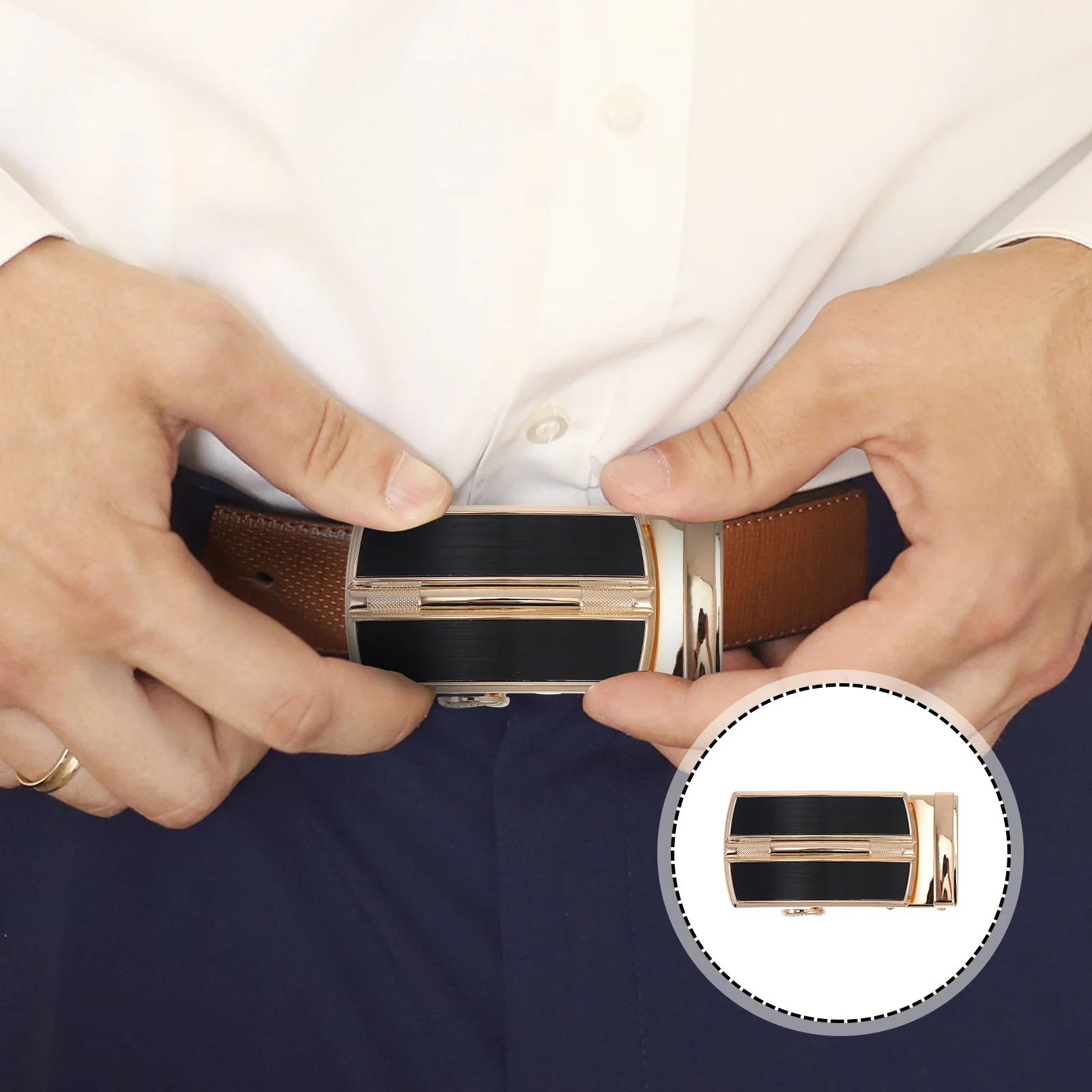 مشبك حزام من خليط معدني قفل أوتوماتيكي للرجال عصري أنيق جميع الملابس المطابقة، سطح أملس متين وسهل الارتداء