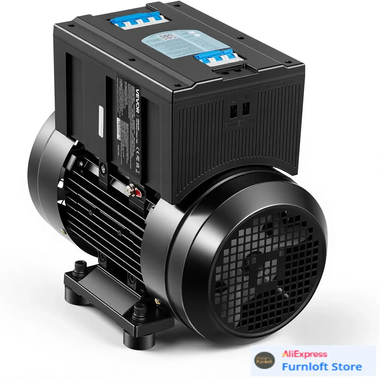 Single Phase to 3-Phase Rotary Converter, 7.5HP 21A 208-240V Input/Output Rotary Phase Converter - Expandable to Higher