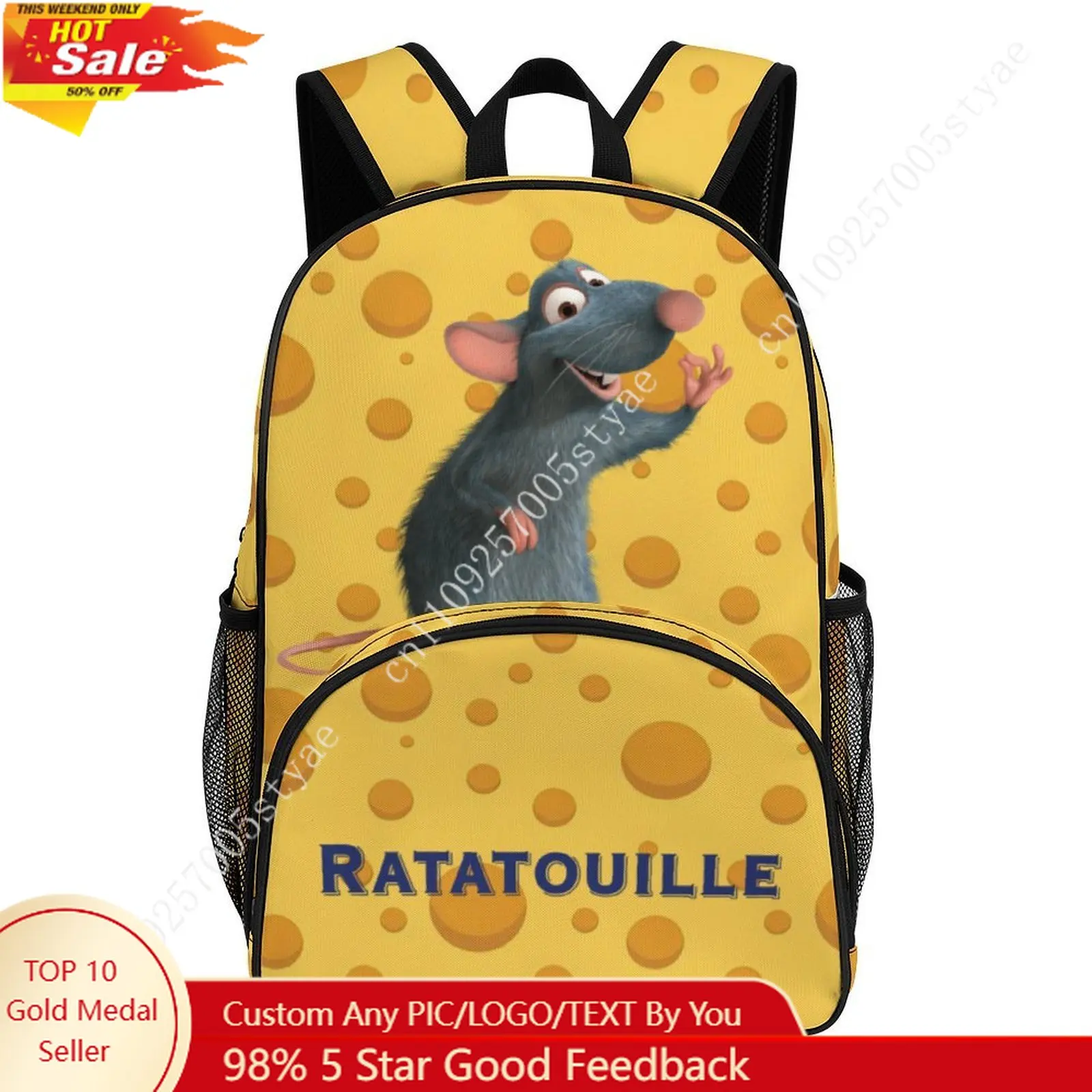 

Ratatouille Large Capacity Backpack Disney Cartoon Decorate Fabric Bags Design Your Photo Logo Text Party Holiday Custom Gifts