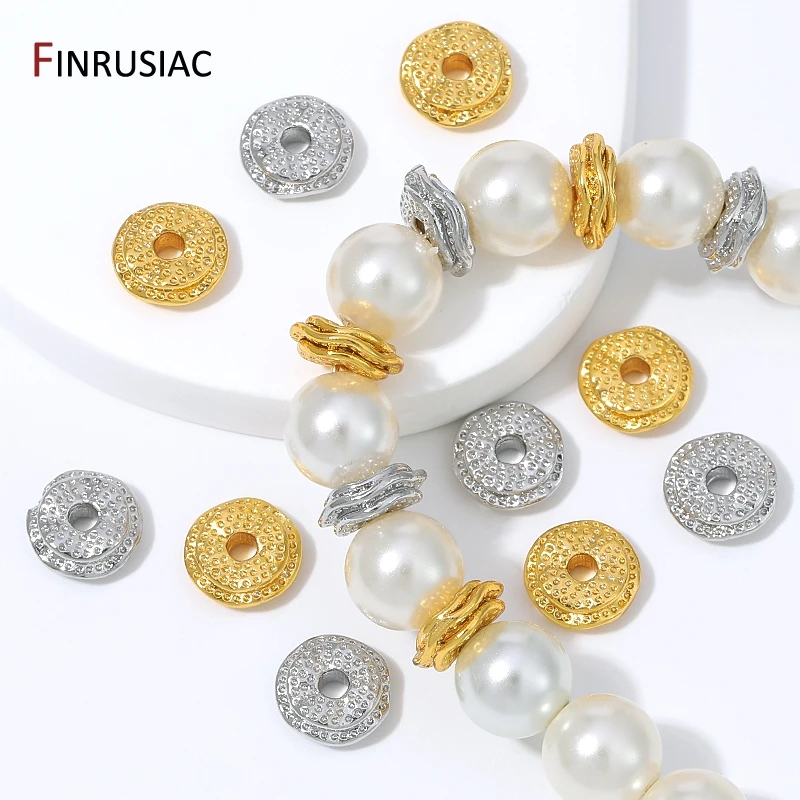 18K vergoldete Messing-Wellenscheiben-Abstandshalter-Perlen, strukturierte flache Metall-Loose-Perlen für DIY-Armband-, Halsketten- und Schmuckherstellung – Detail 20