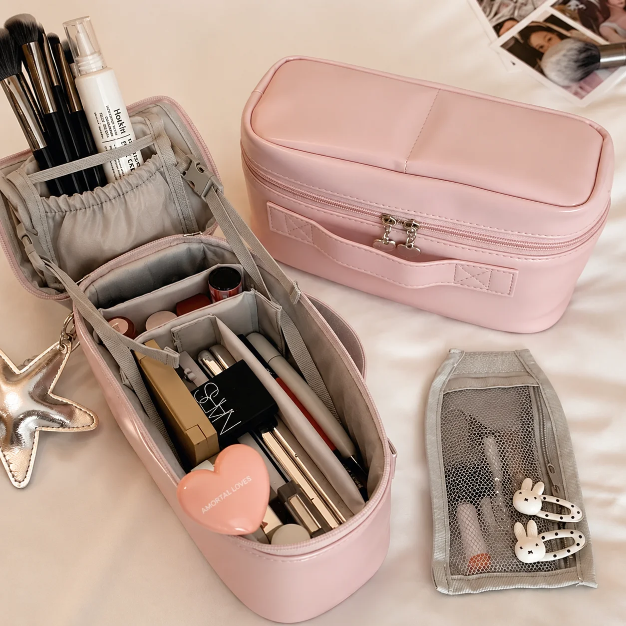 Waterproof Portable Makeup Bag Cosmetic Pouch Travel Toiletry Organizer Large Capacity Brush Holder Women Vanity Storage Case