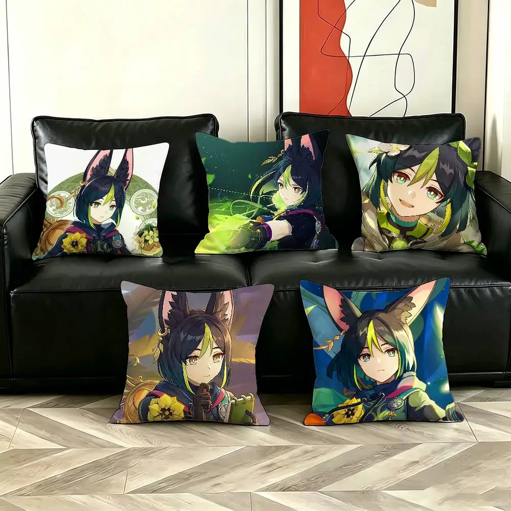 

T-Tighnari G-genshin impact Pillow Case Pattern Printed Pillowcase For Living Room Sofa Cushion Cover