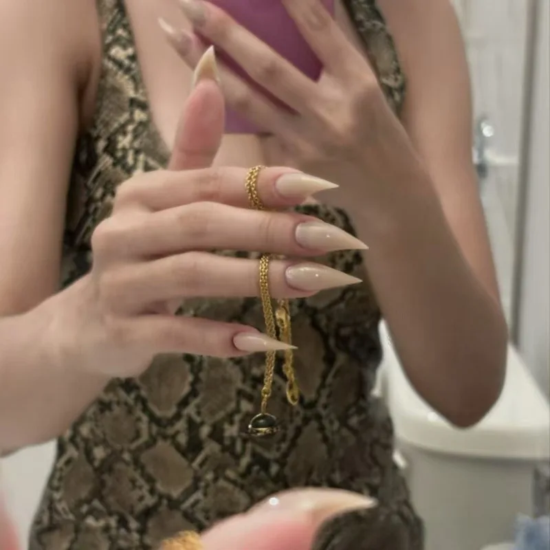 Uñas postizas góticas cortas en forma de garra de gato, hechas a mano, únicas para Halloween, para mujeres y niñas 2