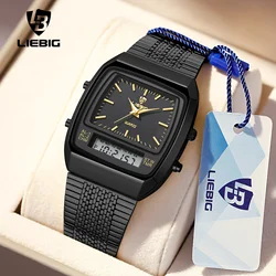 LIEBIG Luxury Outdoor Sports Week Waterproof Digital Wristwatches Dual Display Time Quartz Watches For Men Women Fashion Relojes