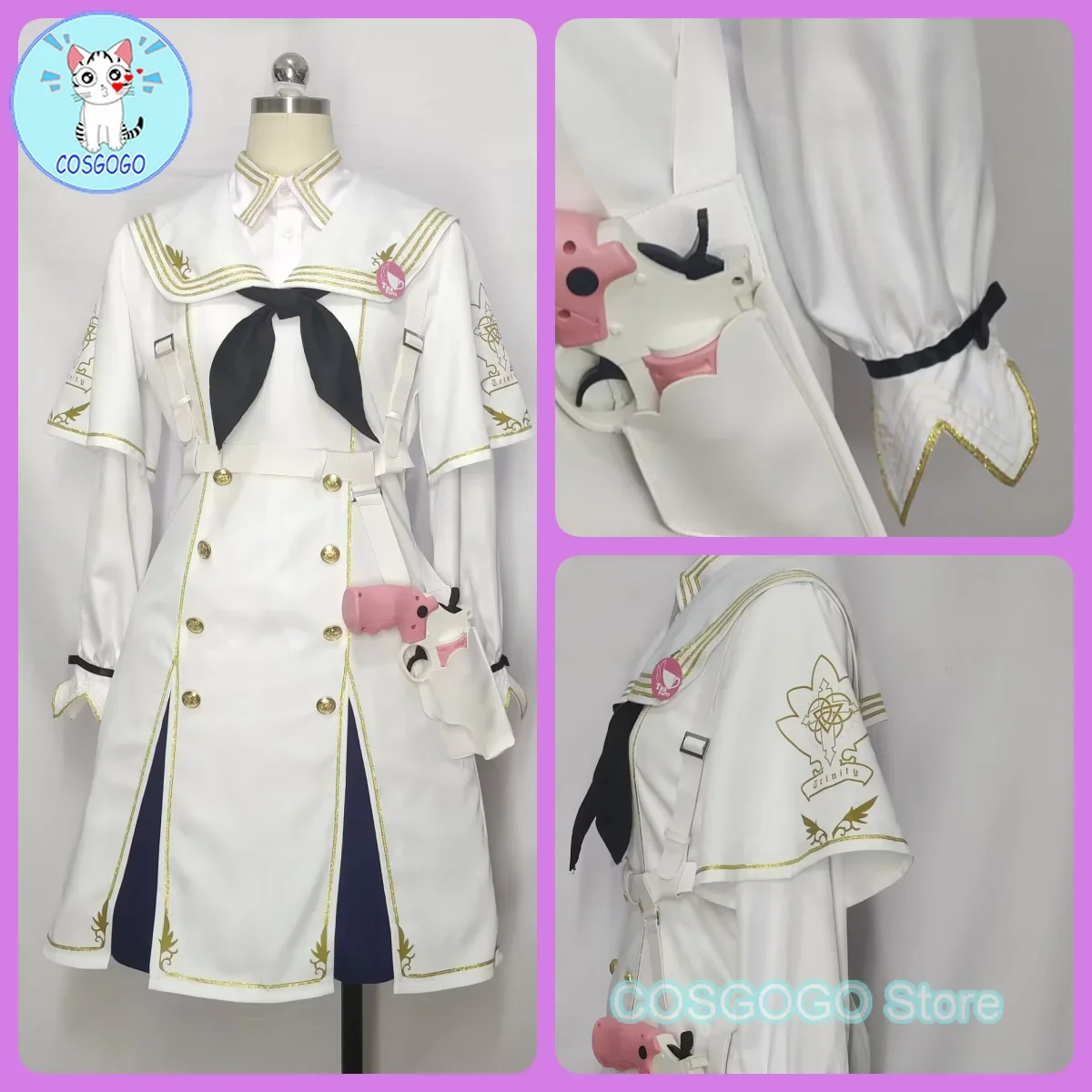 Cosgogo [personalizado] jogo azul arquivo kirihuji nagisa cosplay traje feminino bonito vestido de festa terno uniforme de halloween roupas