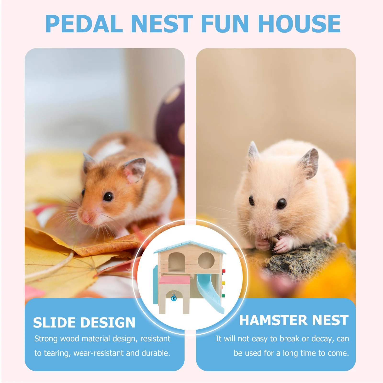 Hamster House Small Animal Shelter Hedgehog Hideout Pet Supply Sports Playhouse Hideaway Wood Slide Hut Ladder